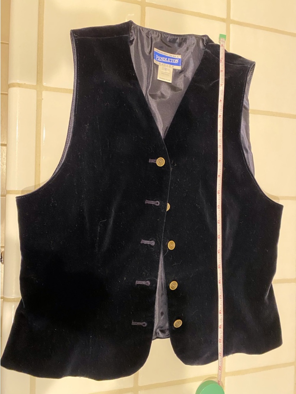 Pendleton Blue Velvet Button Front Vest - Picture 6 of 8